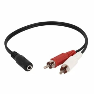 3.5mm Female to 2 male Mic Audio Headphone AUX Headset Microphone Splitter Cable - Picture 1 of 3