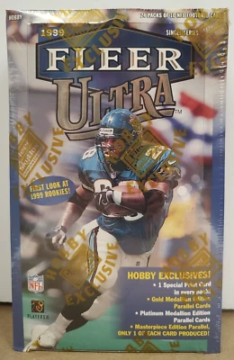 Fleer Ultra NFL Fútbol Americano 1999 Hobby Box Platinum Medallion 24 paquetes nuevo sellado Foto 1 de 4