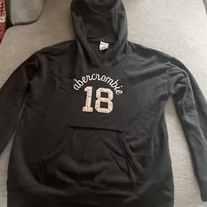 Abercrombie black w/ pink lettering hoodie kids az XL 16 - Picture 1 of 3