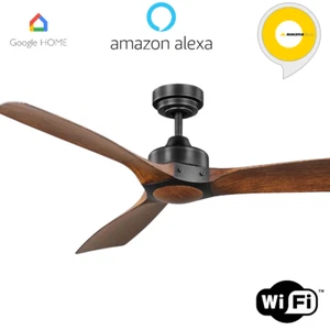 Minota Smart DC Ceiling Fan 52" Black & Dark Timber - FC620133GBK - Picture 1 of 3