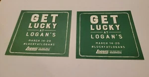 (2) Logan's Roadhouse Steakhouse Restaurant GET LUCKY AT LOGAN'S Coasters - Picture 1 of 2