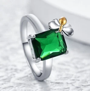 Unique Butterfly Fire Green Quartz Gemstone Silver Rings Size 6~10 Holiday Gift - Picture 1 of 6