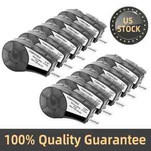 10PK For BMP21-PLUS M21-500-595-WT Label Cartridge Black/White 1/2" x 21 - Bild 1 von 9