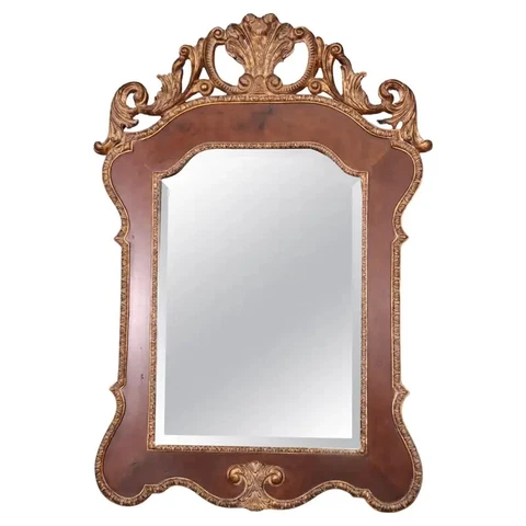 Fine Quality Maitland Smith Style Georgian Solid Mahogany Gilded Wall Mirror Cover