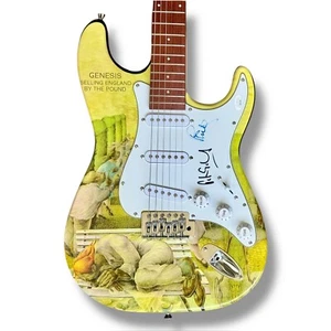 Chitarra firmata Genesis grafica personalizzata JSA COA Phil Collins Peter Gabriel - Foto 1 di 3