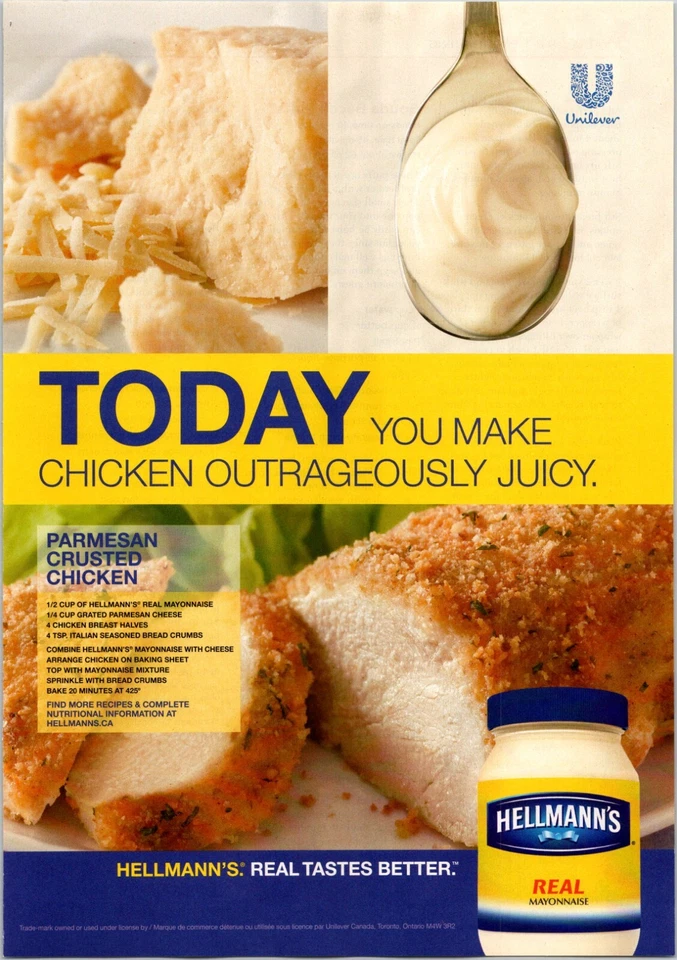 PRINT AD 2012 Hellmann's Mayonnaise Real Tastes Better Juicy Chicken 7.5 x 11 - Image 1 of 1