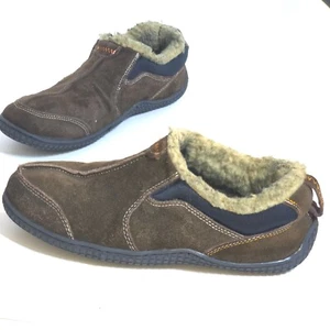 Clarks mens Leather Suede Slippers Mules Faux Fur Lined Slip on Driving 10M - Picture 1 of 8