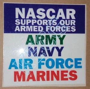 RARE NASCAR DESERT STORM TRIBUTE RACE DECAL STICKER SUPPORT ARMED FORCES BRANCHS - Picture 1 of 11