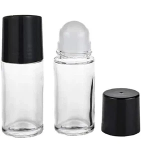 12pcs Black Clear Empty Glass Essential Oil Roller Bottles Vials Containers - Picture 1 of 3