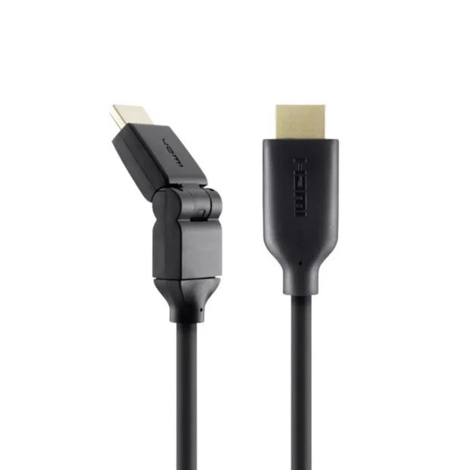 Belkin 2m HDMI Cable Dual 180� Swivel With Ethernet Gold Plated Black F3Y023BF2M - Image 1 of 3