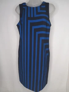 Mossimo Women XS Stripe Midi Bodycon Chevron Blue Black Sleeveless Zip - Picture 1 of 8
