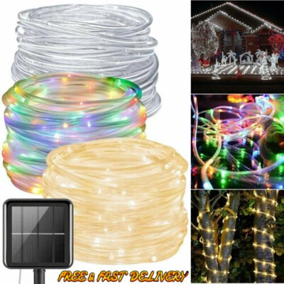 Solar 100LED 39FT Rope String Fairy Lights Outdoor Garden Pathway Landscape Lamp - Image 1 of 4
