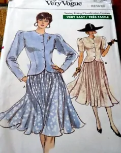 *SCHÖNER VINTAGE 1980ER TOP & ROCK VOGUE Nähmuster 12-14-16 ungeschnitten - Bild 1 von 1