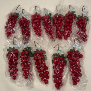 7” RED BERRY CLUSTER PICK STEM, Lot of 12, Wreath Floral Accent Craft - Picture 1 of 2