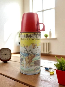 Vintage Roy Rogers Thermos Double R Bar Ranch, Bottle No. 2097 Bright Red Lid - Picture 1 of 8