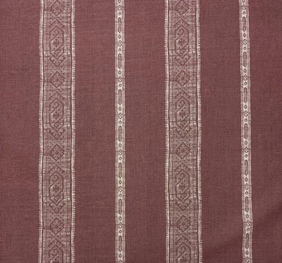 CAROLINA IRVING PATMOS STRIPE REVERSE VIOLA LINEN DESIGNER FABRIC 1.75 YARD 52"W - Image 1 of 4