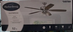 Harbor Breeze - Eastbrook 52 inch Indoor Ceiling Fan - Brush Nickel-glass shades - Picture 1 of 3
