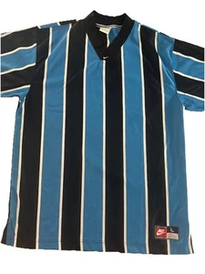 Maglia calcio vintage anni 90 Nike squadra a righe blu taglia L sport center swoosh - Foto 1 di 6