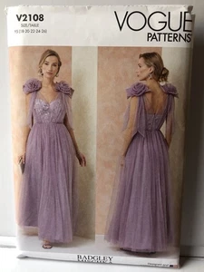 Vestido Vogue Patrones de Costura V2108 Misses de Badgley Mischka Tallas 18-26 Nuevo Sin Cortar - Imagen 1 de 2