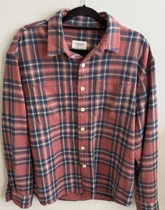 American Eagle Plaid Flannel Shirt Men’s Medium Pink Thick Relaxed Fit Fast Ship - Picture 1 of 9