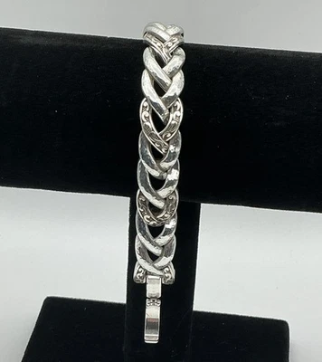 SS065 Brighton Woven Chain Link Bracelet Silver 40.3 Grams - Image 1 of 4