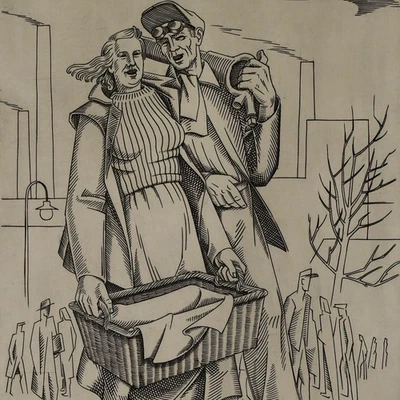 Heinrich Ilgenfritz Stahlstich die Jungen DDR signiert Nachlassstempel um 1955 - Bild 1 von 4