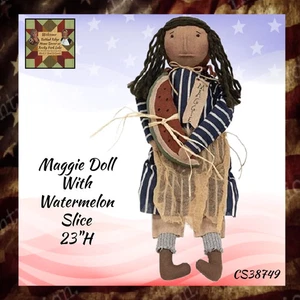 NUEVO Muñeca Prim Maggie con rebanada de sandía tela 23"H - Imagen 1 de 2
