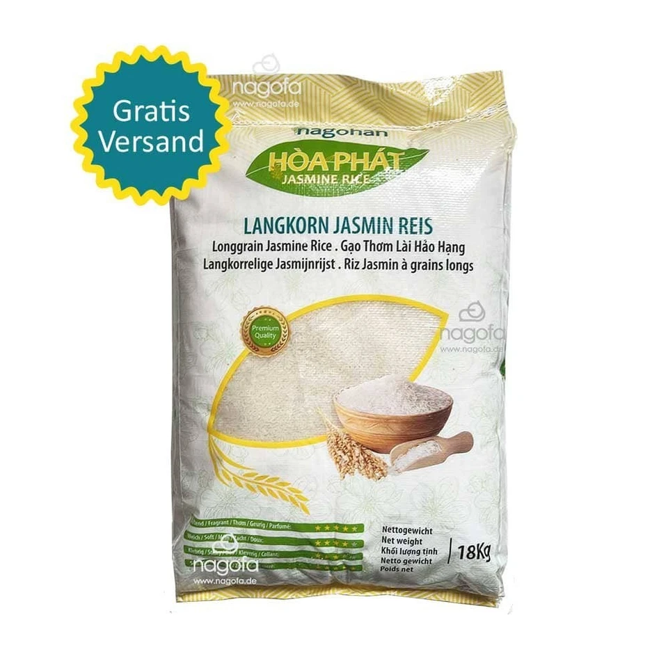 Hoa Phat Jasmin Reis, Langkorn – Gạo thơm lài Hòa Phát 18kg - Bild 1 von 3