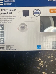 Commercial Electric 91582 Trimless LED 4" Canless Recessed Light for Kitchen/Bat - Picture 1 of 3