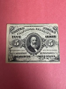 1863 5 Cents 3rd Issue Clark Fractional Currency Note FR 1239 With "A" on Face - Picture 1 of 2