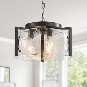 Modern Black Round Glass Chandelier,3 Light Entryway Pendant Lighting,Dining ... - Picture 1 of 9