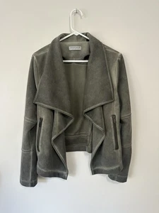 Bagatelle Collection Jacket Women's Large Gray Draped Open Front Faux Suede - Picture 1 of 6