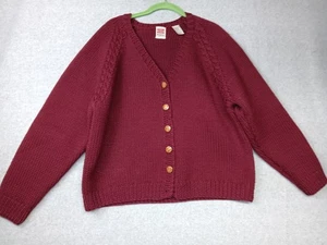 Suéter de Lona Marisa, Para Mujer, Talla L, Color Borgoña, Vintage, Cárdigan - Imagen 1 de 4
