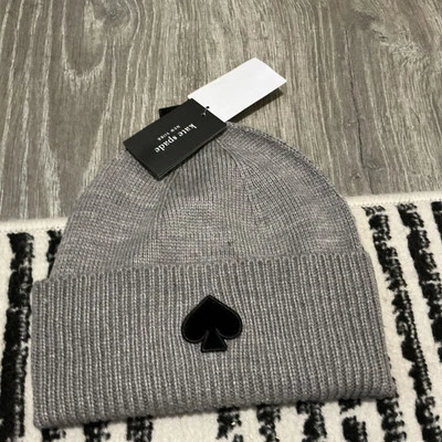 Kate Spade Flocked Spade  Beanie  Hat NWT Gray/Black 1Size - Image 1 of 3