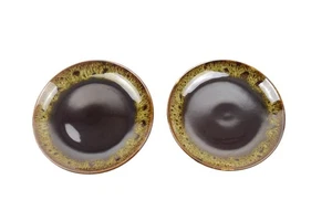 JUEGO DE 2 PLATOS VINTAGE DESPREOCUPADOS IRONSTONE CANNONSBURG MARRÓN GOTEO 7,5" - Imagen 1 de 6