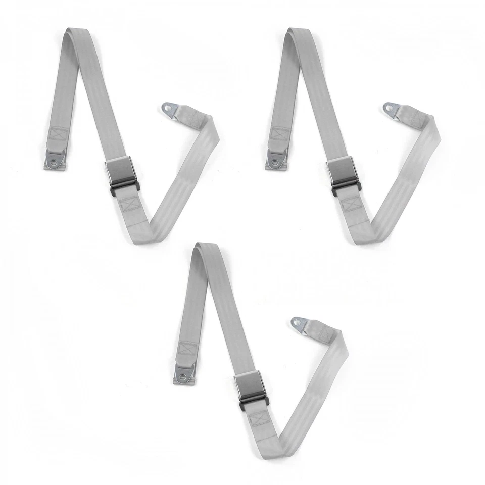 VW Karmann Ghia  Airplane 2pt Gray/Grey Lap Bench Seat Belt Kit - 3 Belts rod  - Image 1 of 1