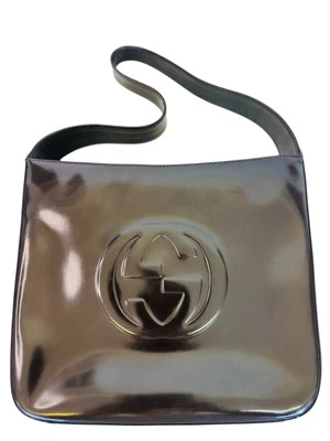 Antiga Bolsa de Ombro Hobo Feminina Gucci Couro Patente Anos 90 Autêntica Marrom Era Tom Ford - Imagem 1 de 4