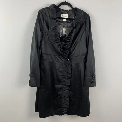 Chaqueta del Mercado Negro Casa Blanca Elegante Abrigo Negro Satinado Talla 14 Foto 1 de 4