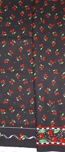 Daisy Kingdom Fabric Mary Engelbreit 1/2 Yard Cherries Double Border On Black