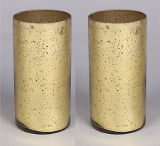 Vase Mercury Glass Cylinder Gold Speckled Centerpiece 4"Dia 8"High Set of 2