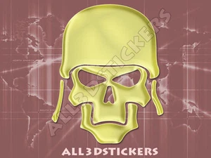 3D Sticker Decal Resin Domed Skull Army Adhesive Decal Gold - Picture 1 of 1