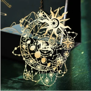 New Chase The Sun Metal Bookmark Psychedelic Universe Celestial Lunar Moon Phase - Picture 1 of 7