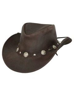 OUTBACK TRADING Unisex Rawhide Chocolate Leather Western Cowboy Hat - All Sizes - Picture 1 of 5
