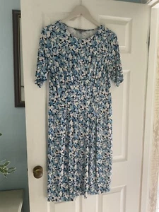 Laura Ashley Summer Floral Soft Stretch Jersey Midi Dress - Size 14 - Picture 1 of 4