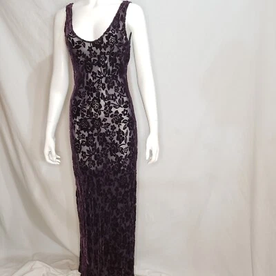 Victoria's Secret Slip Silk Blend Nightgown Dress Purple Small Sheer Burnout - Image 1 of 4