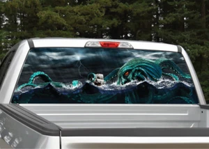 Calcomanía de ventana trasera náutica Sea Monster Kraken gráfico para camioneta SUV - Imagen 1 de 5