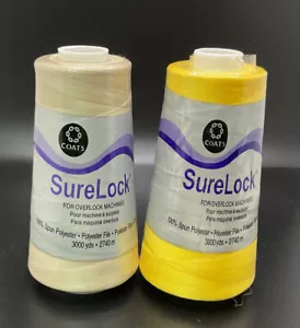 Coats SureLock Overlock Machine Thread 100% Polyester 3000 Yds, Lot of 2 - Picture 1 of 2