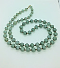 Vintage 32” 10mm  Jade Beads Necklace And 3mm Gold Beads with 14k clasp