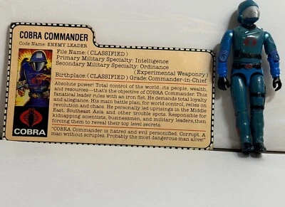 Vintage 1983 GI Joe Cobra Commander v1.5 Figure w/ File Card - Hasbro Foto 1 de 4