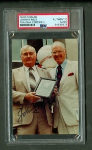 Johnny Mize Autograph Hall of Fame Induction 3x5 Photo PSA/DNA Encased - Picture 1 of 2
